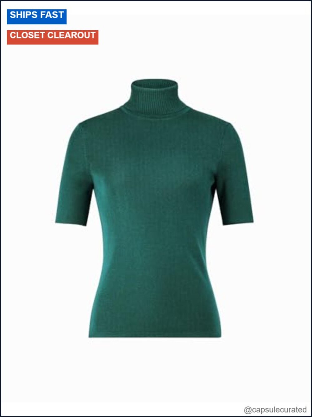 Viscose Nylon Blend Short Sleeve Turtleneck Knit Pullover Sweater
